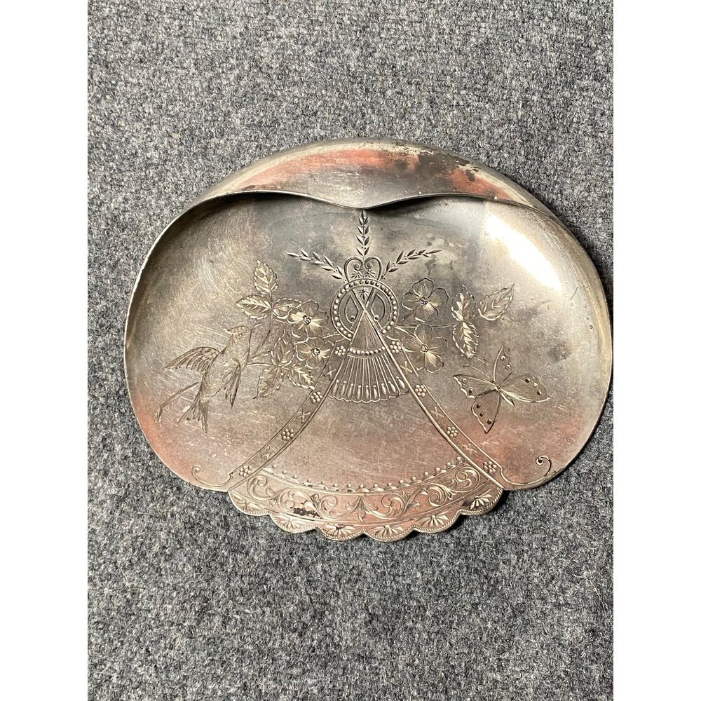 VTG /Antique Silent Butler Dust Pan/ Crumb Catcher Derby Silver Co Stamped 3480